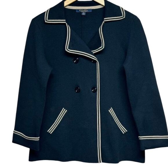 Brooks Brothers Navy Cardigan with White Trim - Picture 1 of 10